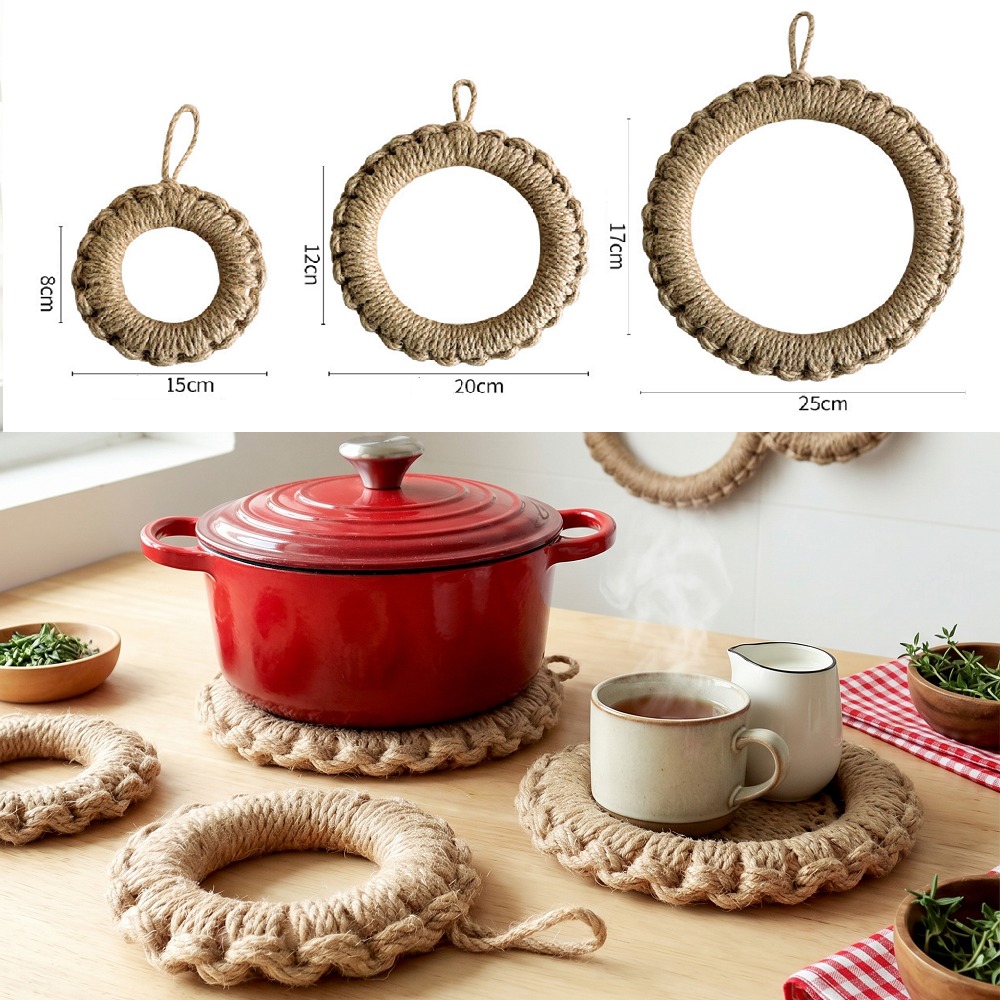 2Pcs Rustic Jute Woven Trivets - Cast Iron Corn review and price